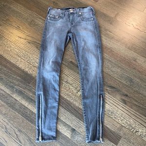 True Religion Tara black skinny zip ankle jeans 26